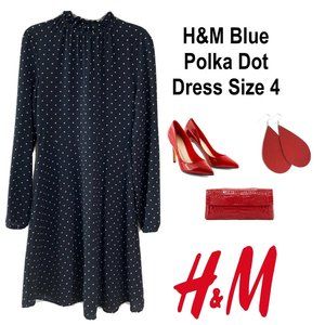 H&M Polka Dot Long Sleeve Dress Size 4